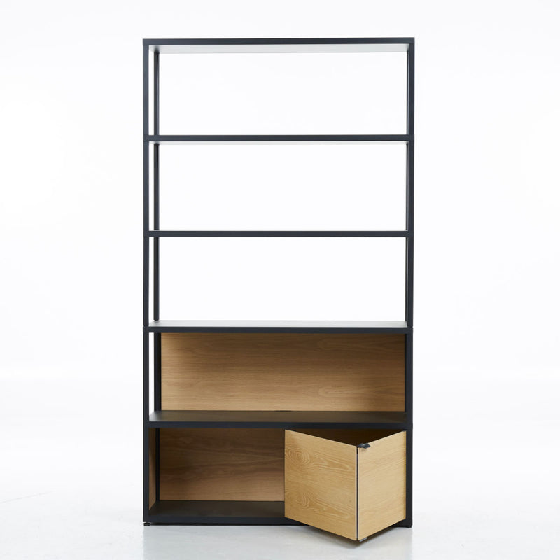 HAY New Order Cupboard With Wooden Sliding Door 170cm , Charcoal/Oak
