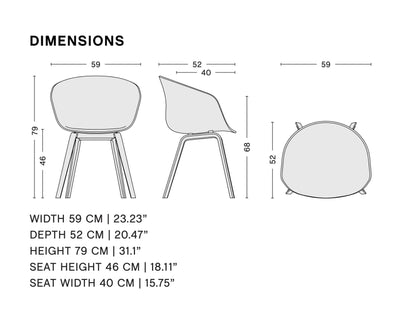 Hay About A Chair AAC 22, dusty blue/walnut lacquered