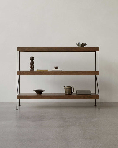 Audo Zet storage system, dark stained oak/black (H114 cm)