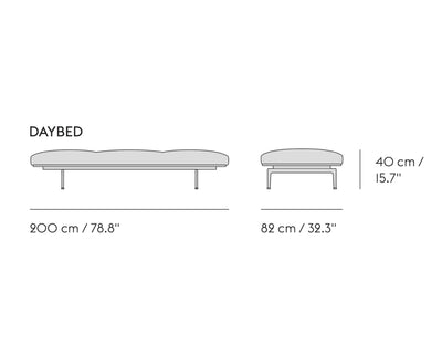 Muuto Outline Daybed Black Base , RefineLeatherCognac w200xd92xh40cm