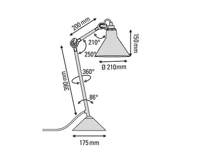 DCW editions Lampe Gras 205 Conic Table Lamp, matt black