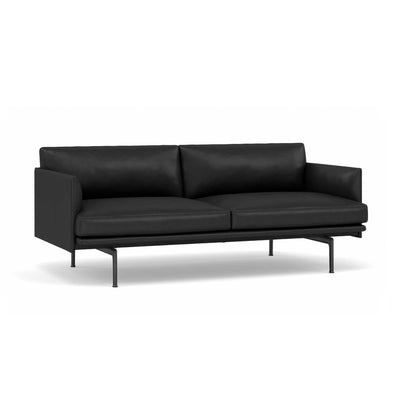 Muuto Outline Sofa 2-Seater, RefineLeatherBlack/Black w170xd84xh71cm