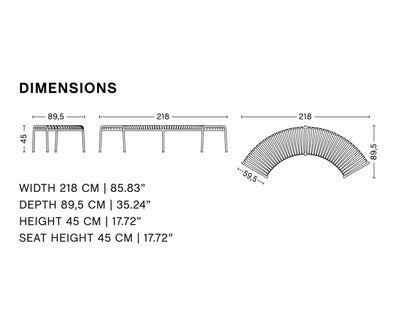 HAY Palissade Park bench (Set of 2), sky grey