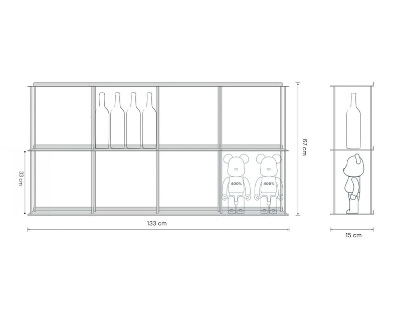 Kriptonite Krossing wall shelf 133x67cm, aluminium
