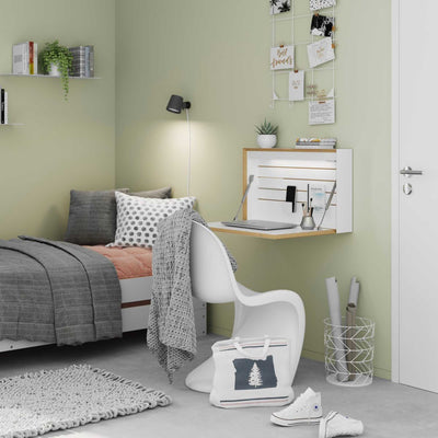 Mueller FLATBOX wall desk, white (build-in led + 1 socket + 2 usb-port)