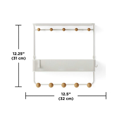 Umbra Estique shelf with hooks, white