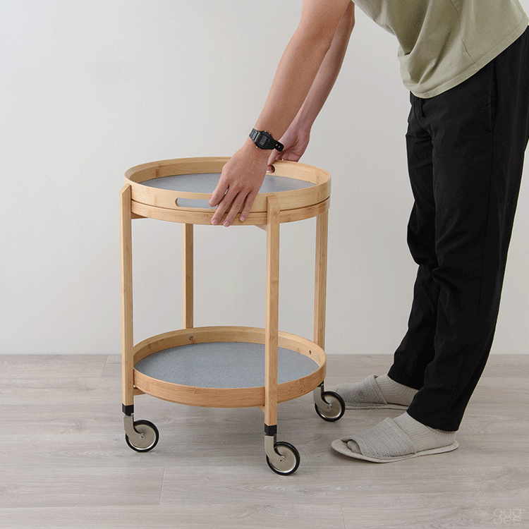 Gudee Roca cart 2-tier round, natural