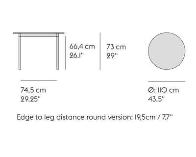 Muuto Base round table, white laminate/plywood/white (Ø110 cm)