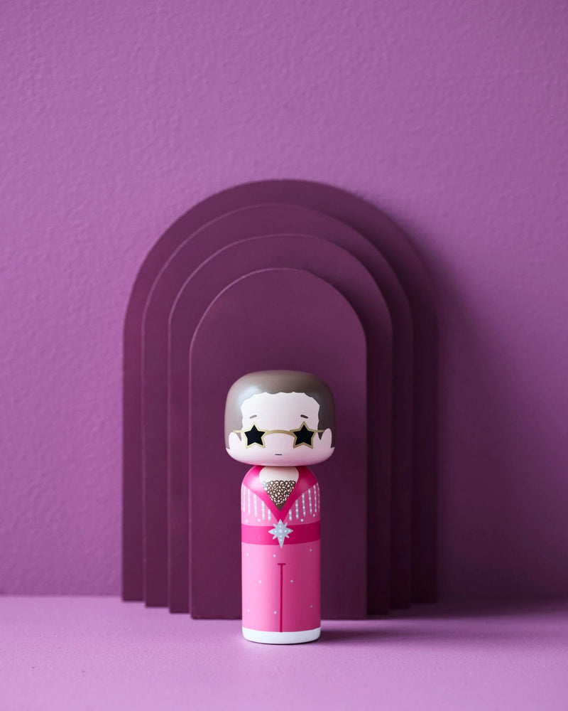 Lucie Kaas kokeshi doll 15cm, elton in pink