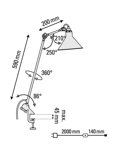 DCW editions Lampe Gras 201 conic, blue/black