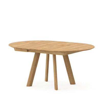 Rhombi Butterfly Ø100 extendable table, chalked solid oak