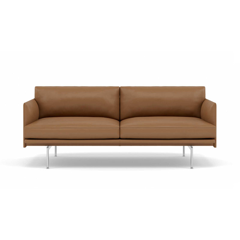 Muuto Outline Sofa 2-Seater, RefineLeatherCognac/PolishedAluminum w170xd84xh71cm