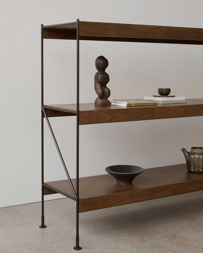 Audo Zet storage system, dark stained oak/black (H114 cm)