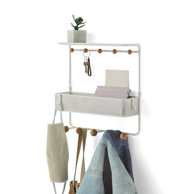 Umbra Estique shelf with hooks, white