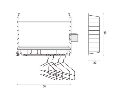 String Hallway wall shelf, White