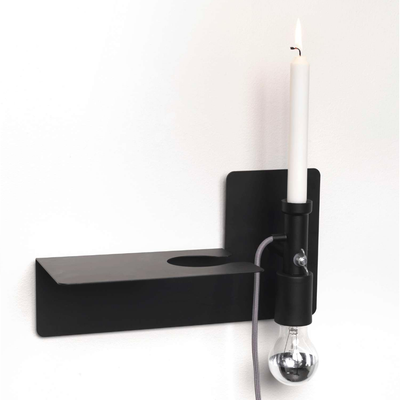 Northern Sunday Wall shelf & lamp, black