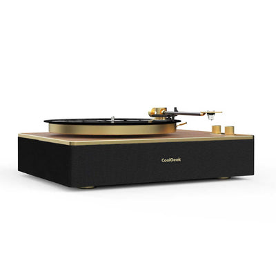 CoolGeek Bluetooth Vinyl Record Speaker, Walnut