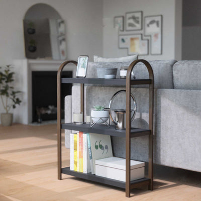 Umbra Bellwood 3-Tiered Freestanding Shelf, black/walnut