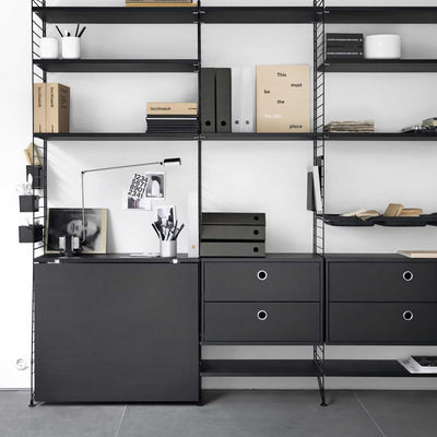 String Folding Table, black stained ash/black