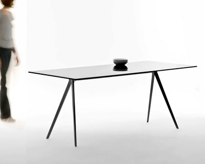 Magis Baguette Table, tempered smoked glass/black