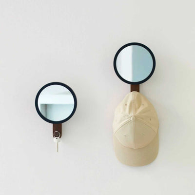 Umbra Hub wall hook mirror, black/walnut