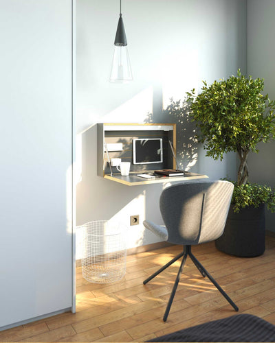 Mueller FLATBOX wall desk, anthracite (build-in led + 1 socket + 2 usb-port)