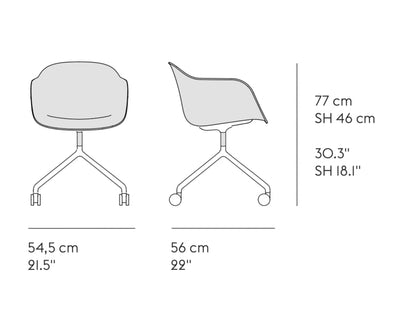 Muuto Fiber armchair swivel base w. castors, black/black