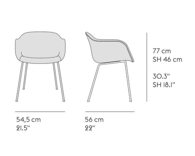 Muuto Fiber armchair tube base, dusty green/dusty green