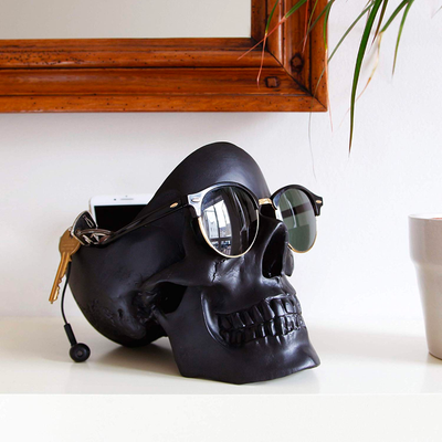 Suck UK Skull Tidy desktop organiser, black