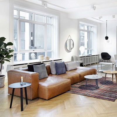 HAY Strap Woven Ø70 wall mirror, Light grey