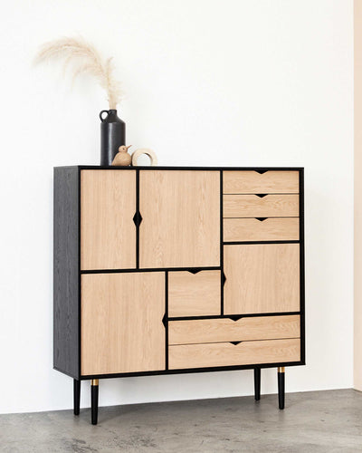 Andersen Unique highboard, black/oak