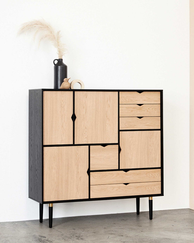Andersen Unique highboard, black/oak
