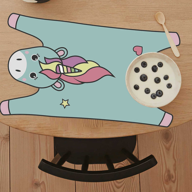 Podevache animal kids placemat, blue unicorn