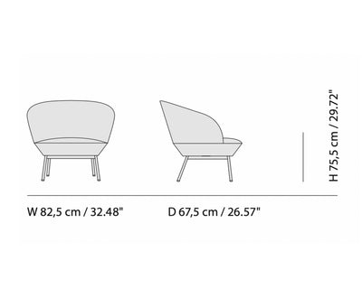 Muuto Oslo Lounge Chair Tube Base, twill weave 990/black