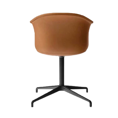 &Tradition Elefy JH33 Chair Swivel Base , Silk Cognac Leather-Black Base