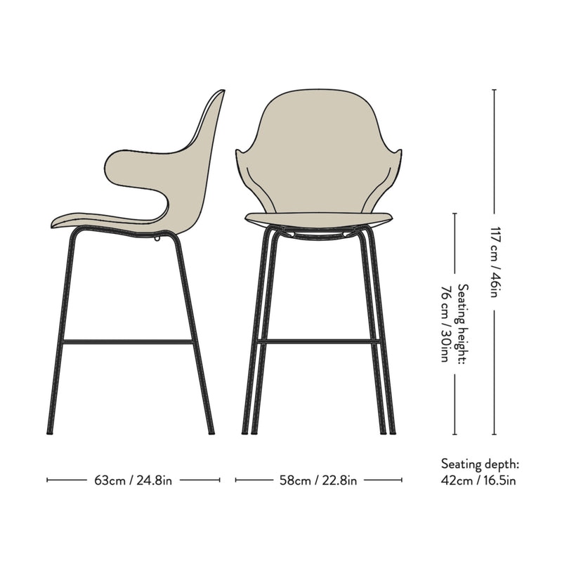 &Tradition JH17 Catch Tube Barstool , Steelcut 240/Black (75 cm)