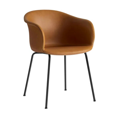 &Tradition Elefy JH29 chair, silk cognac leather, black tube base