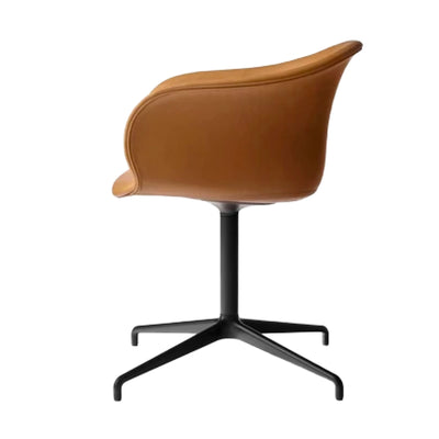 &Tradition Elefy JH33 Chair Swivel Base , Silk Cognac Leather-Black Base