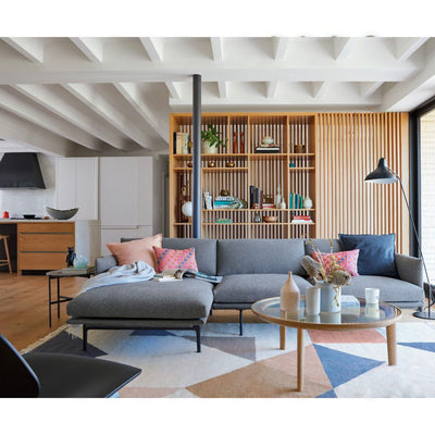 Muuto Outline Sofa chaise longue left, Black Base w263xd142xh71cm