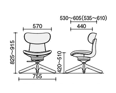 Kokuyo Inglife Office Chair Dark Plywood Back, grey