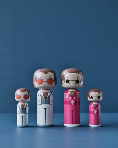 Lucie Kaas kokeshi doll 21cm, elton in pink