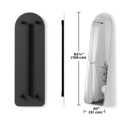 Umbra Hubba arched leaning mirror, metallic titanium