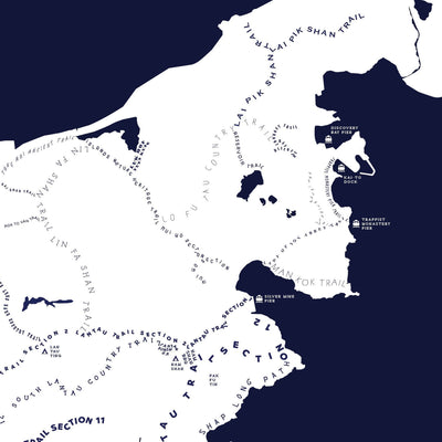 Tiny Island Lantau Silkscreen Poster , Navy