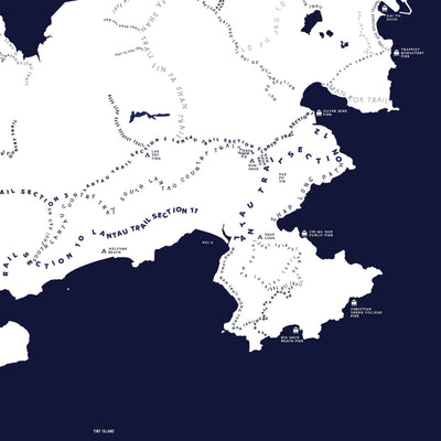 Tiny Island Lantau Silkscreen Poster , Navy