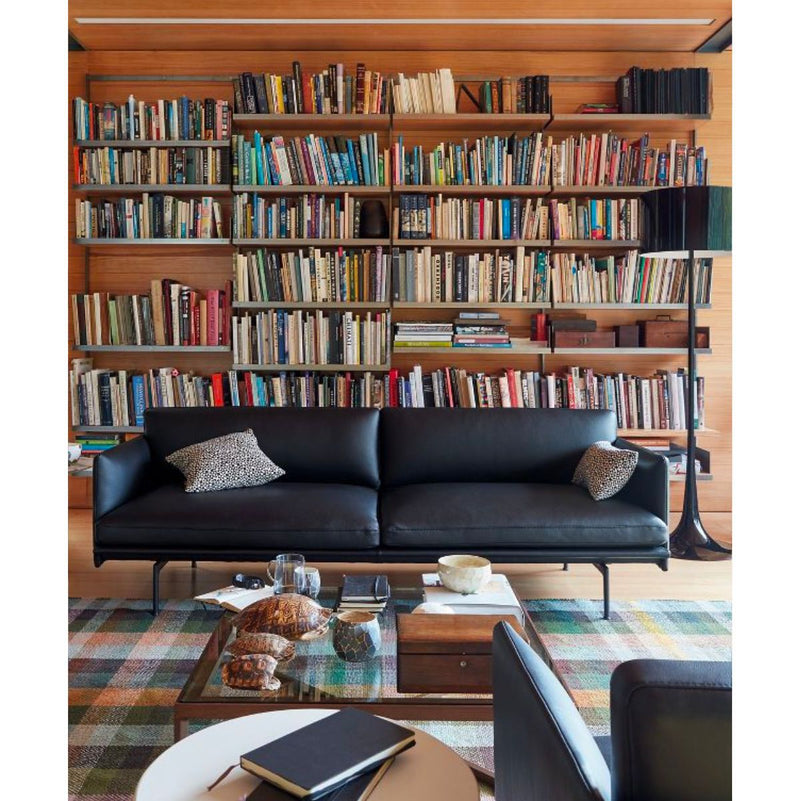 Muuto Outline Sofa 3-Seater, RefineLeatherBlack/Black w220xd84xh71cm