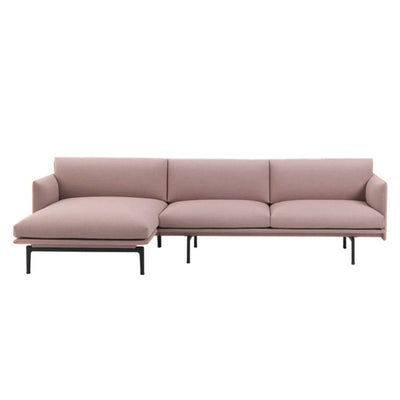 Muuto Outline Sofa chaise longue left, Black Base w263xd142xh71cm