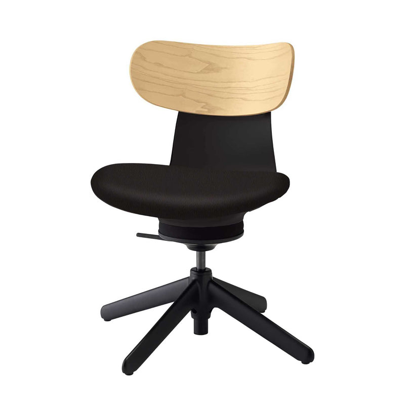 Kokuyo Inglife Office Chair Plywood Back, black leather