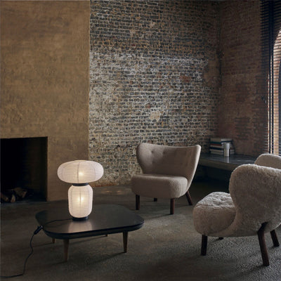 &Tradition VB1 Little Petra Lounge Chair, Moonlight Sheepskin/Walnut w80xd85xh75cm