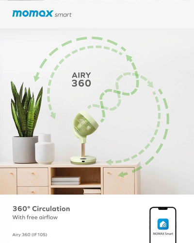 Momax AIRY 360 IoT 2-way Anion Air Circulation Fan, green