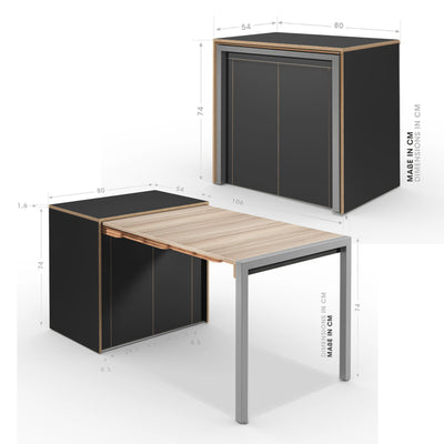 Alwin's Room&Board Extendable Table Sideboard , Super Matt Black/Vintage Oak